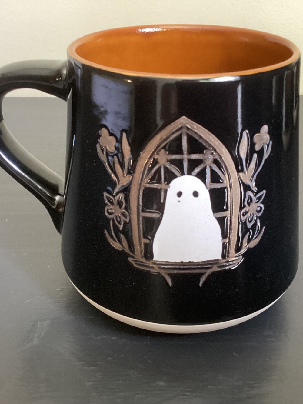 NWT Spectrum Designz Ghost Halloween Black Ghosts Brown Interior Mug